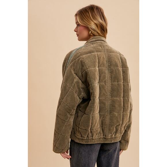 SOLD OUT In Loom Mountain Sage Size Large Quilted Corduroy Puffer Jacket - Picture 3 of 3
